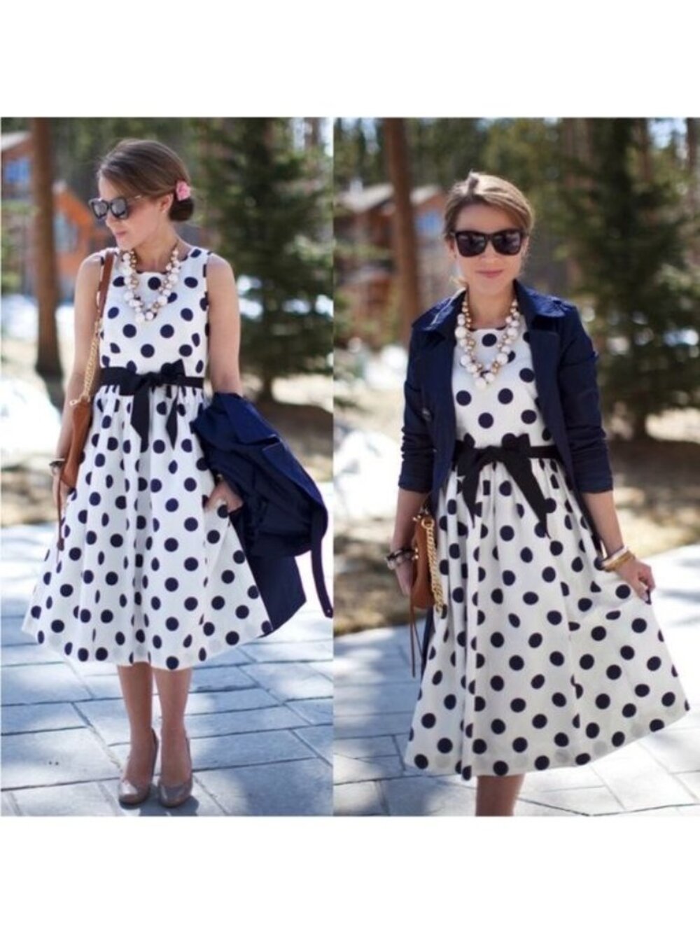 J. Crew Big Shots Cream Navy Polka Dot Cotton Silk Blend Cocktail Dress size 0